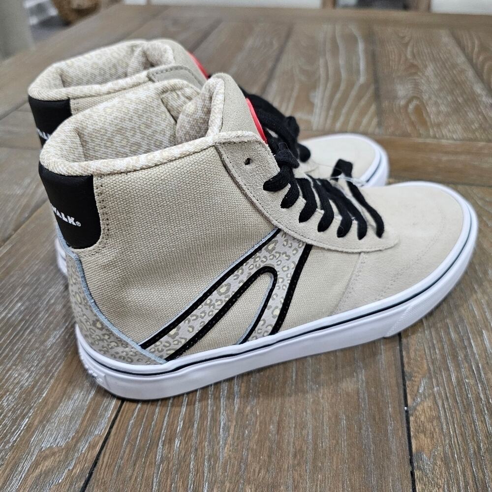 Airwalk Varial Beige Black Animal Print Denim High Top Shoes WOMENS SZ 8